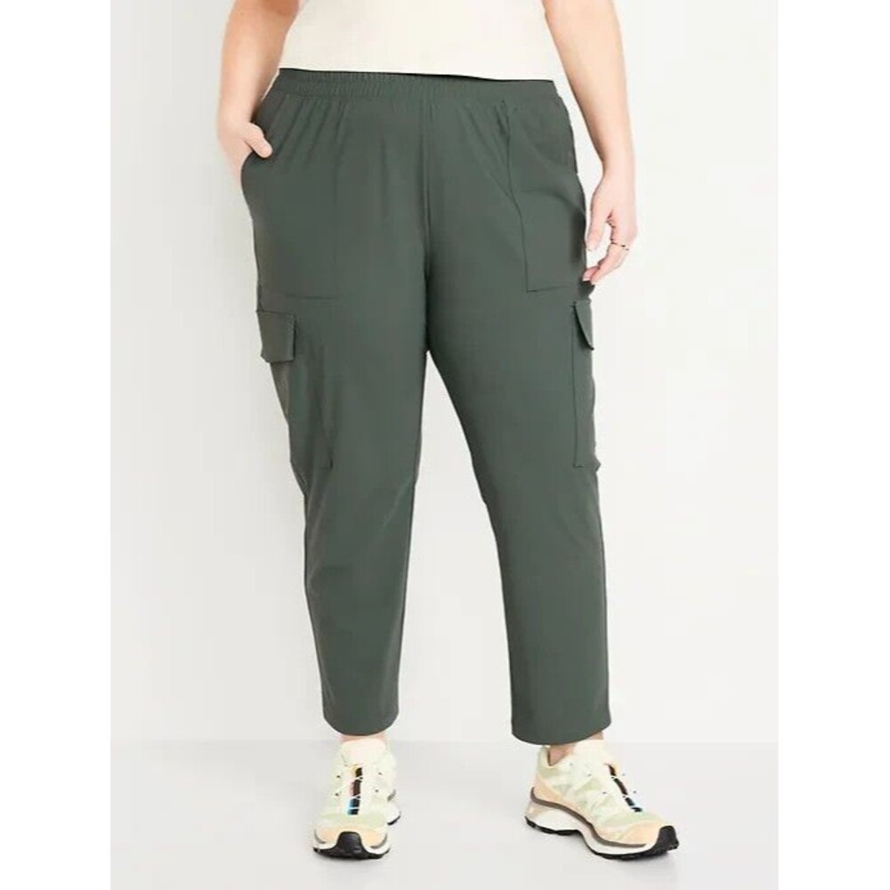 Old Navy SleekTech Cargo Ankle Pants Womens XXL Tall Ivy Green Lightweight NEW